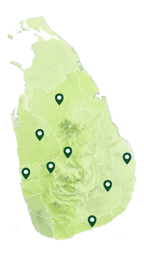 Sri Lanka map showing Haritha Lanka plantation region markers